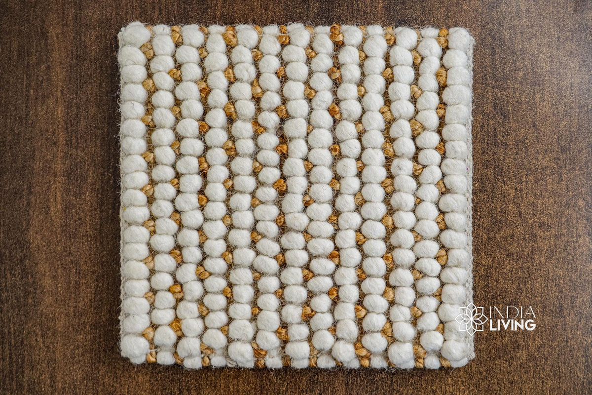 Wool jute pebble rug woven detail