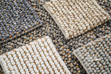 Close-up of wool jute rug pebble texture