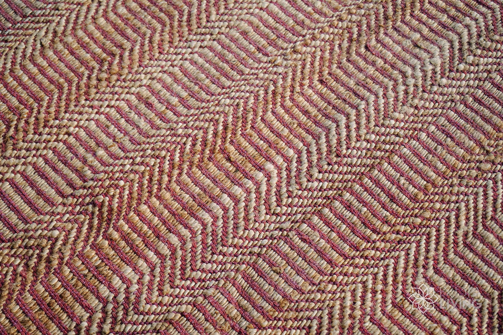 Natural Pink Jute Rug | Hand Woven Round Eco-Friendly Decor | Custom Made Thick Sustainable Fibre Mat