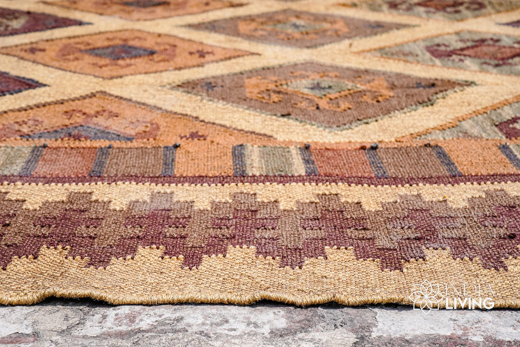 Handmade Wool Jute Rug, Navajo Kilim Rug, Traditional Vintage Rug, Aztec Rug, Beige Rug, SOUTHWESTERN KELIM Runner, Living/Dinning Room