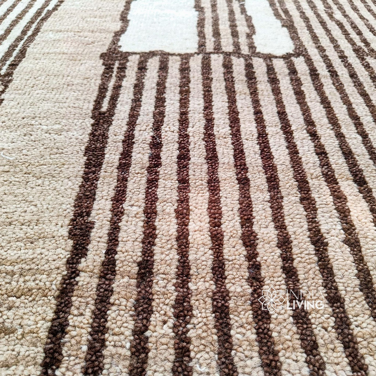 Corner detail of Moroccan abstract wool rug