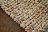 Beige brown wool rug corner and edge detail