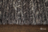 Charcoal grey wool rug full view from above