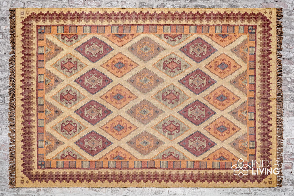 Handmade Wool Jute Rug, Navajo Kilim Rug, Traditional Vintage Rug, Aztec Rug, Beige Rug, SOUTHWESTERN KELIM Runner, Living/Dinning Room