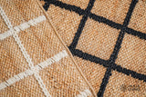 Corner detail of natural jute runner rug edge