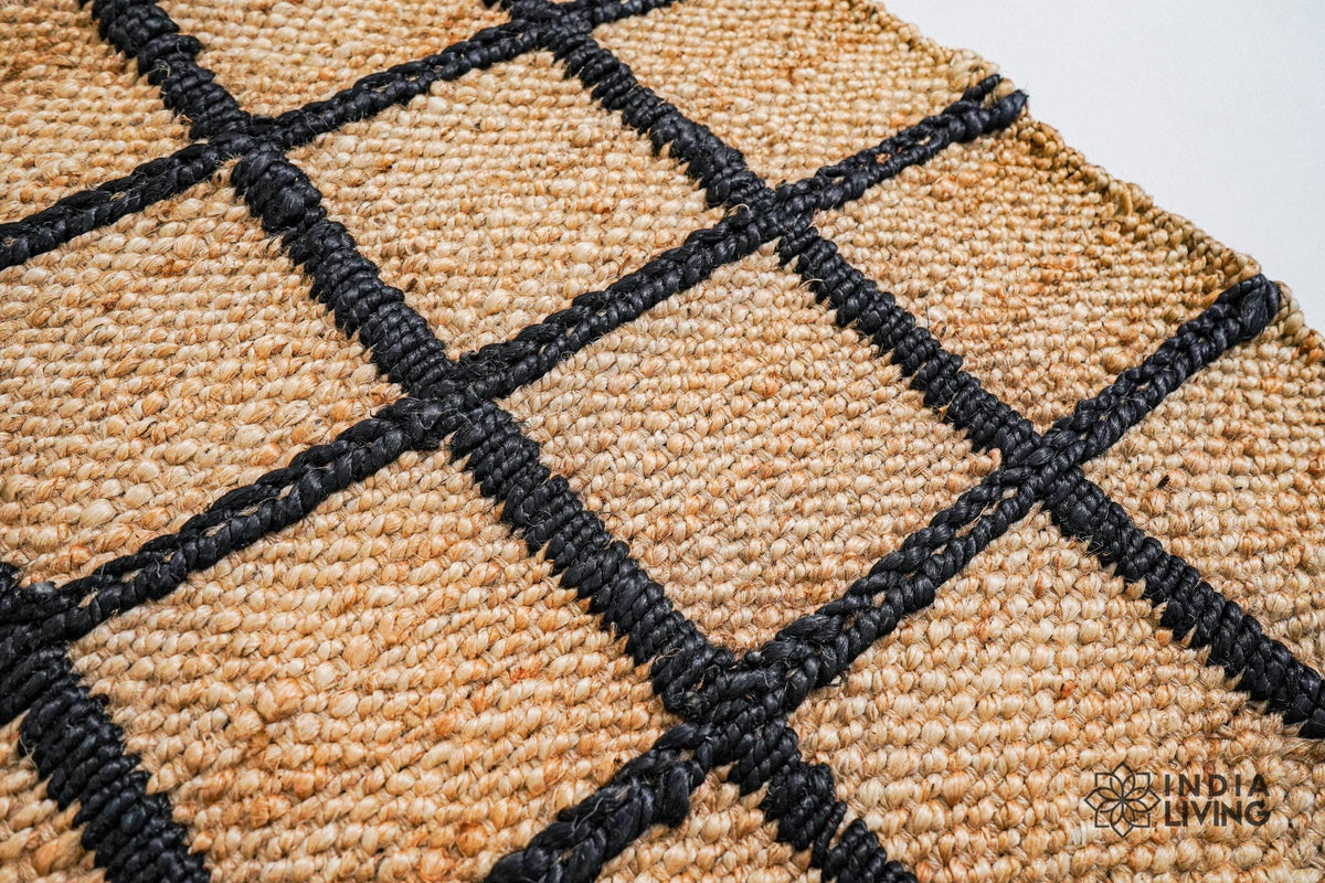 Texture close-up of natural jute fiber weave