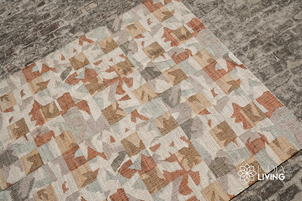 Colourful Abstract Style Flatweave Jute Rug, Funky Decor Kilim Rug, reversible rug, modern decor, customisable in any size