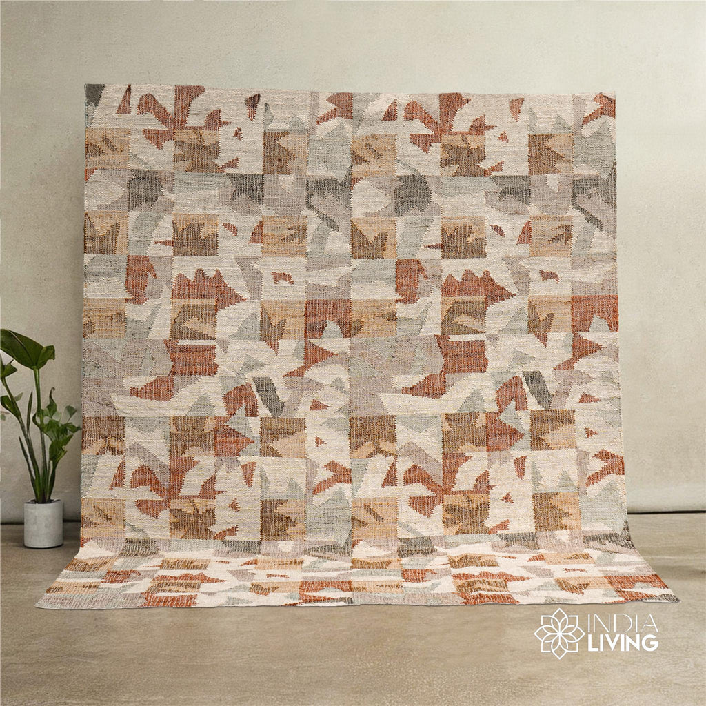 Colourful Abstract Style Flatweave Jute Rug, Funky Decor Kilim Rug, reversible rug, modern decor, customisable in any size