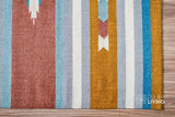 Corner detail of striped kilim rug