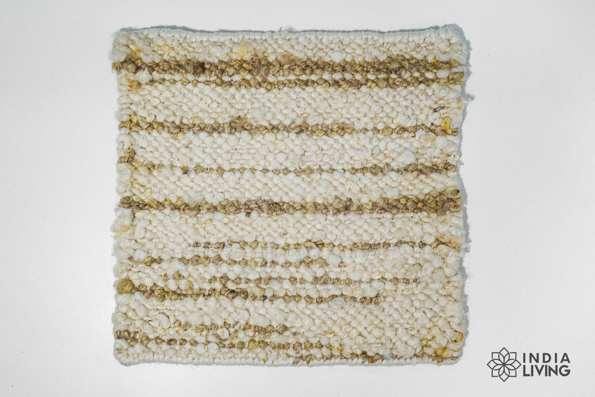 Close-up of striped wool texture in ivory beige