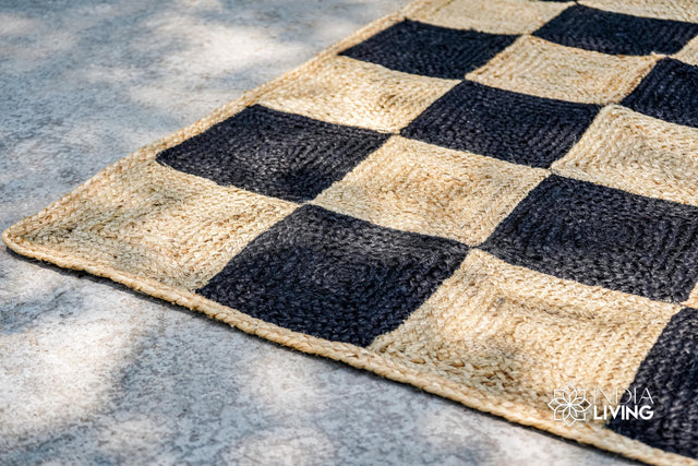 Hand-braided jute runner styled in a hallway