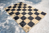 Corner detail of natural jute checkered runner