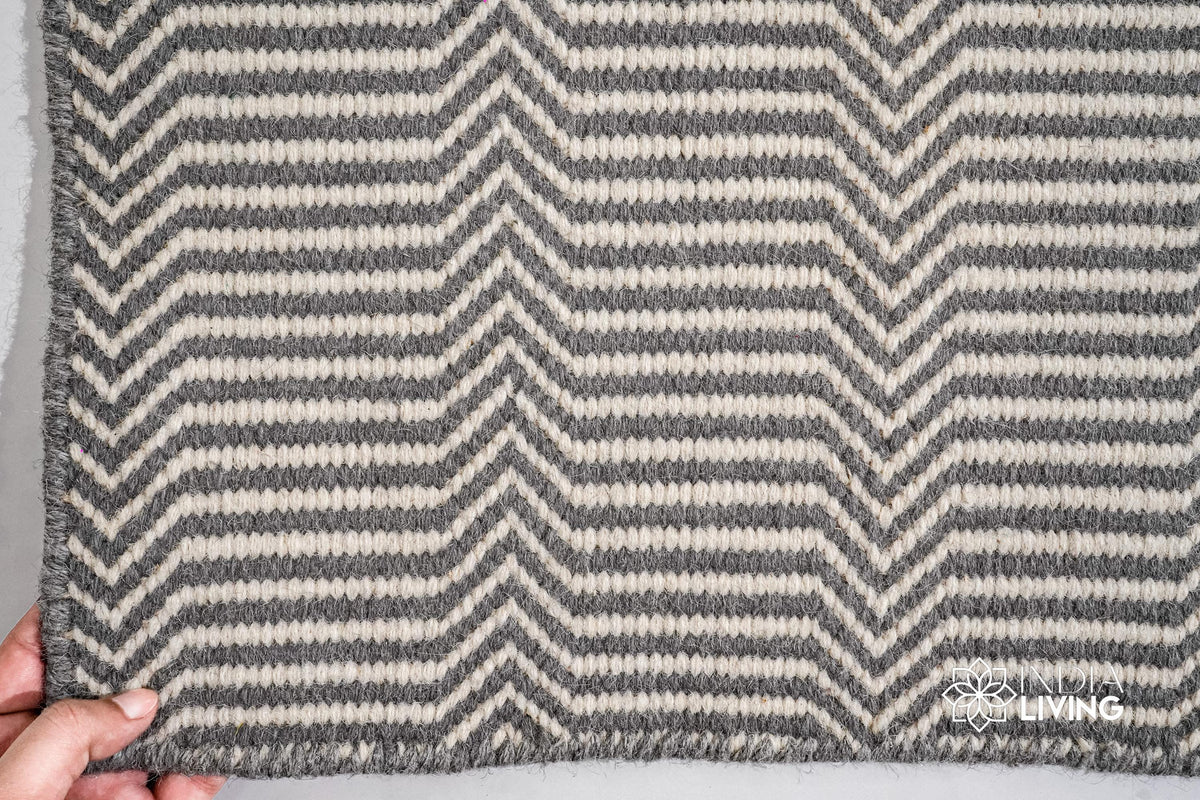 Texture close-up of handwoven chevron wool weave