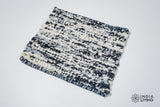 Ivory blue textured wool rug, flat lay view