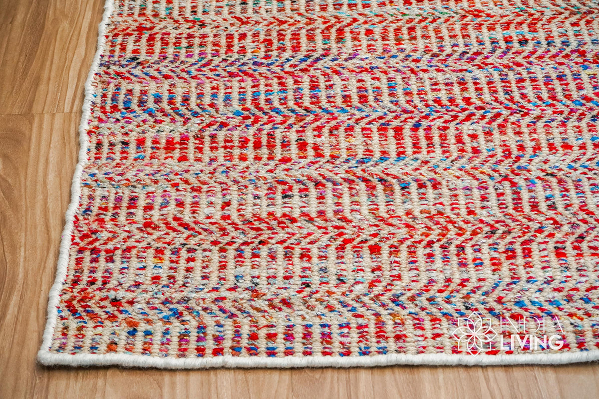 Close-up of multi blend red chevron weave texture