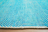 Aqua blue flatweave rug corner detail