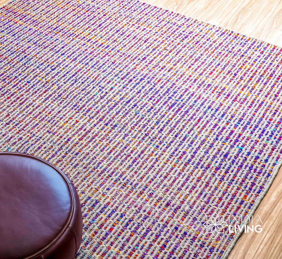 Purple flatweave rug corner detail