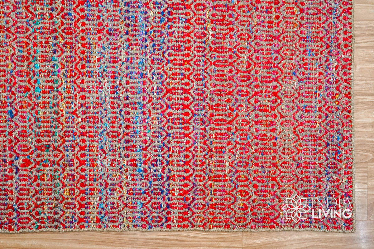 Multi blend red rug full room lifestyle shot