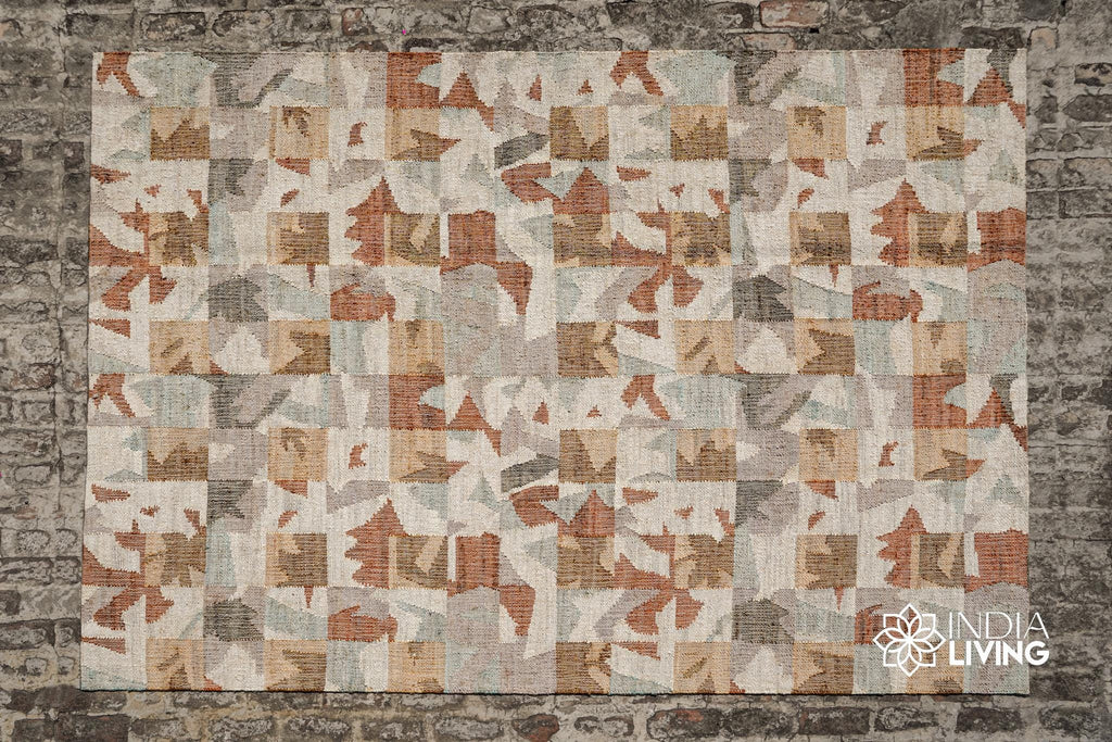 Colourful Abstract Style Flatweave Jute Rug, Funky Decor Kilim Rug, reversible rug, modern decor, customisable in any size