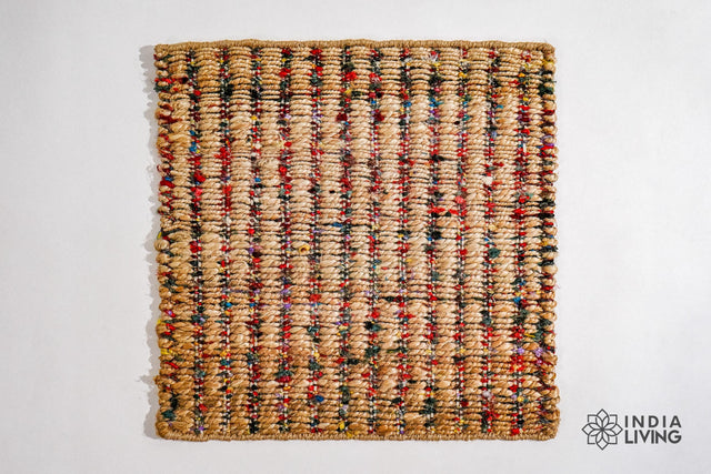 Natural jute rug styled in a living room