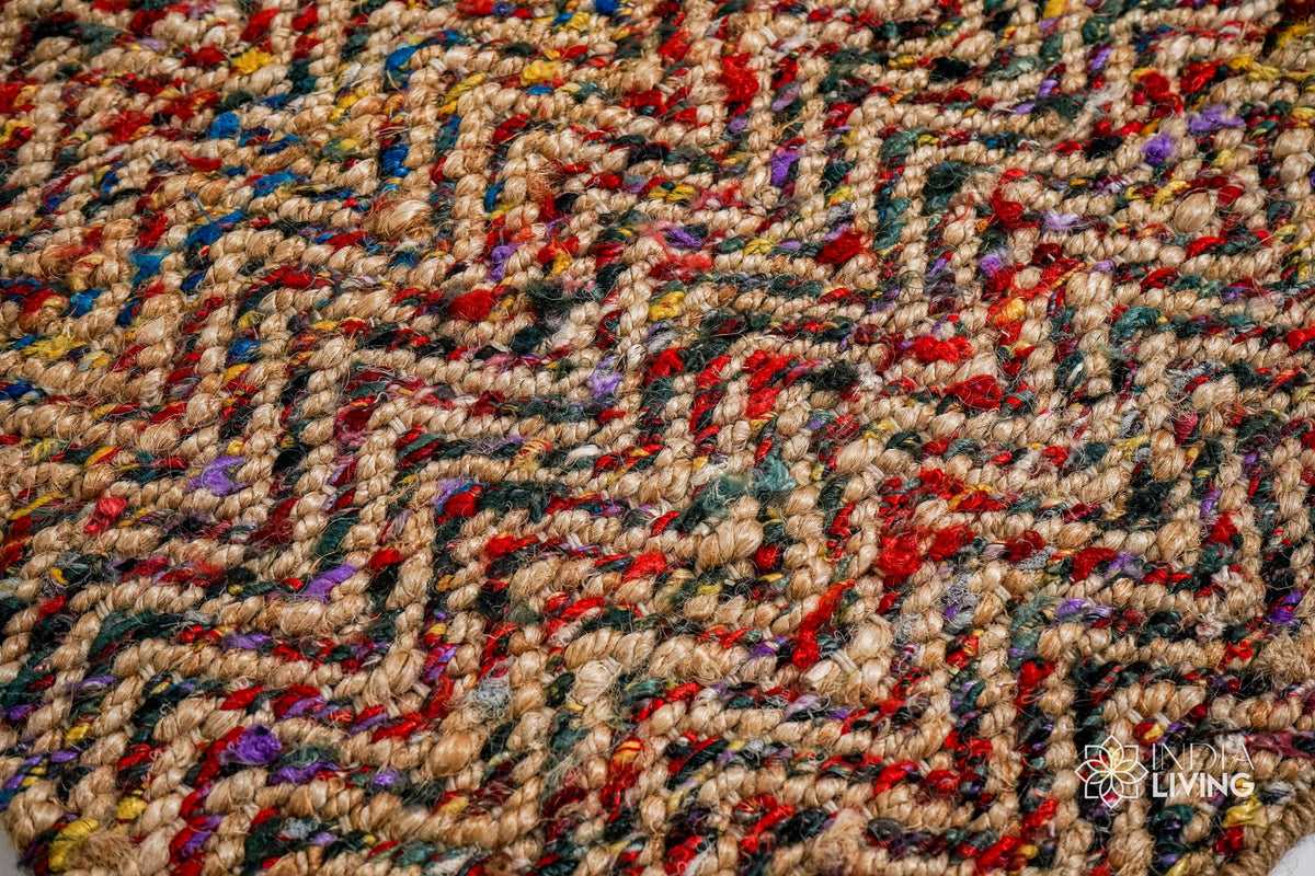 Close-up of chevron ribbed jute weave texture