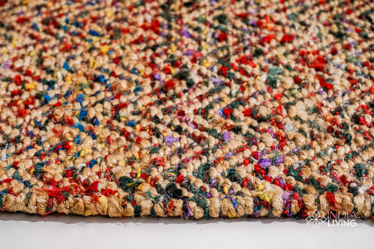 Multicolour jute chevron rug corner detail