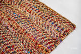 Natural multicolour ripple ribbed jute rug, flat lay view