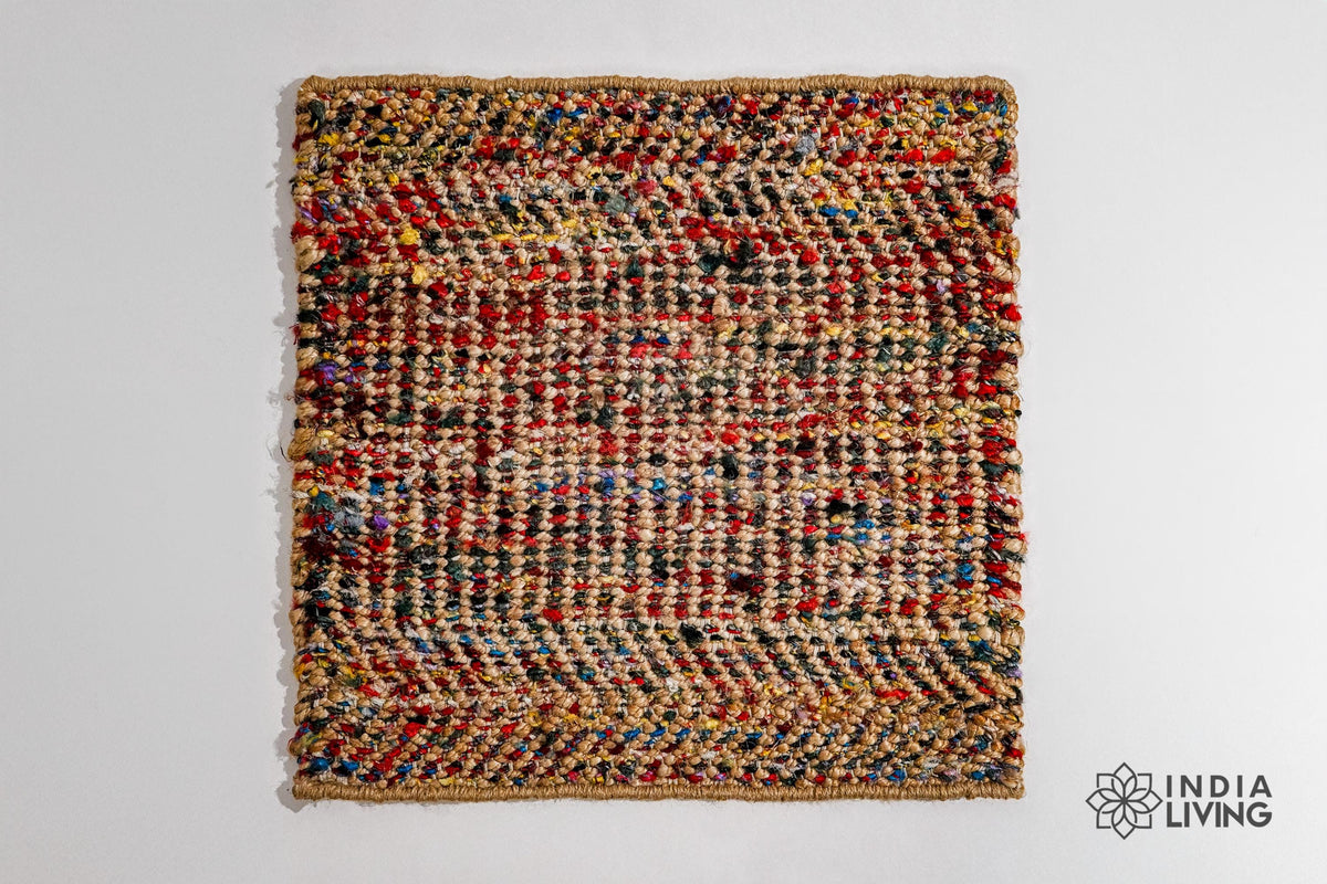 Close-up of chevron striped jute weave texture