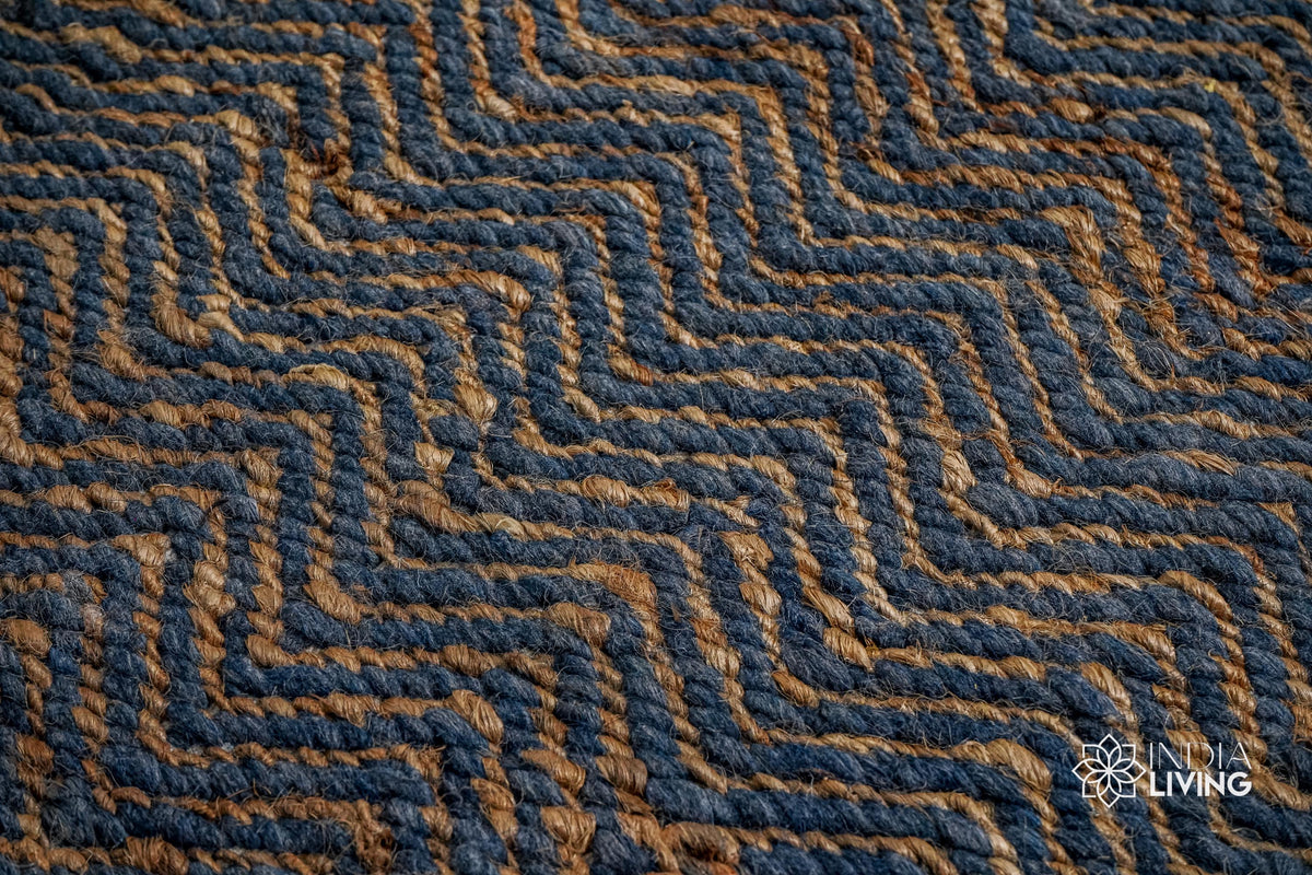 Herringbone flatweave rug in a hallway entryway