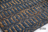 Close-up of ribbed diamond weave texture on jute wool rug