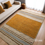 Brown cotton chenille kilim rug, flat lay view