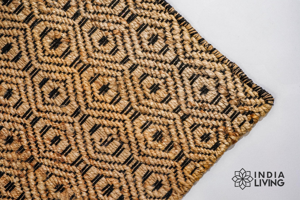 Natural jute rug texture detail shot