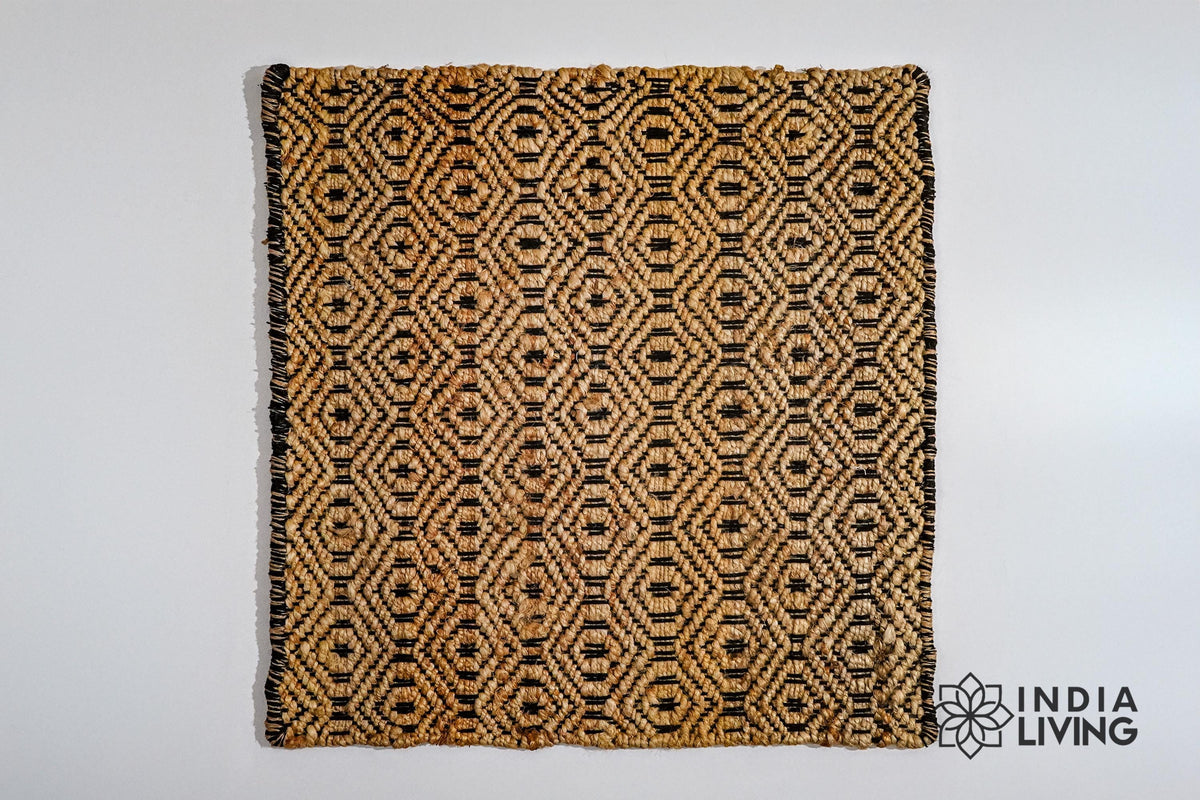 Natural jute rug pile close-up texture shot