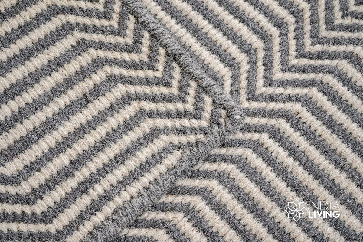 Close-up of geometric chevron wool weave texture