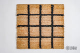 Checkered natural jute runner rug, flat lay view