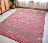 Pink kilim rug flat lay showing diamond pattern