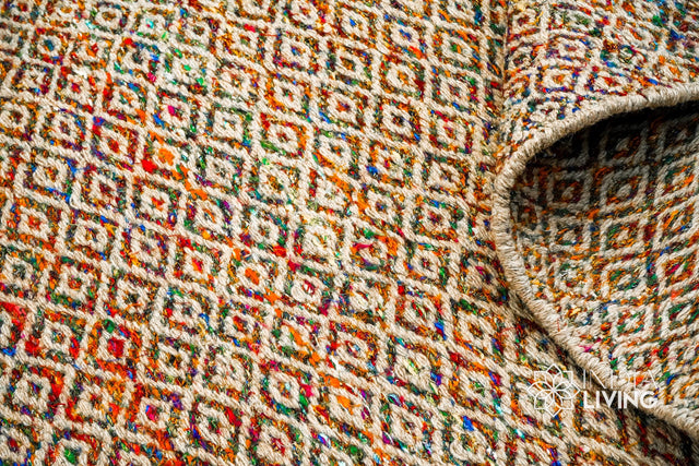 Multi blend diamond wool rug, flat lay view