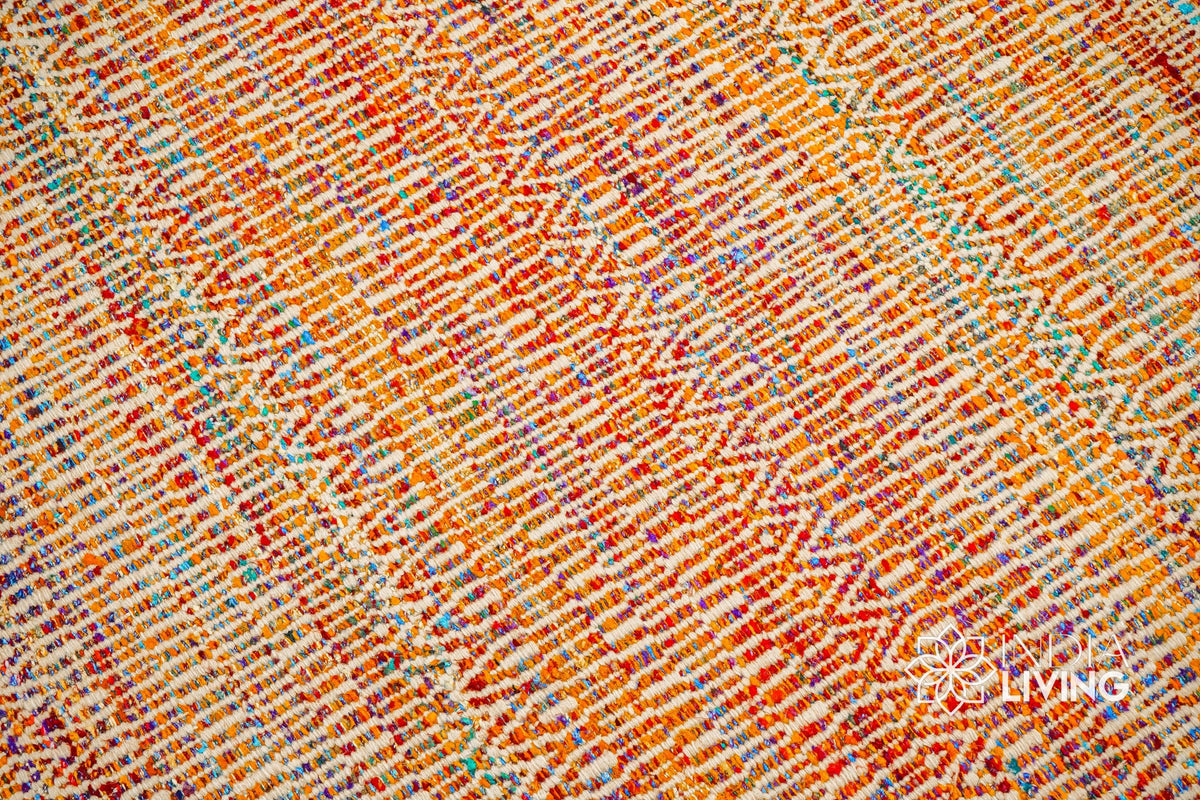 Close-up of multi blend orange weave texture