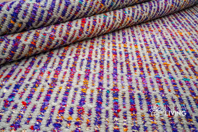 Purple multi blend wool rug, flat lay view