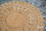 Round jute rug full room lifestyle view