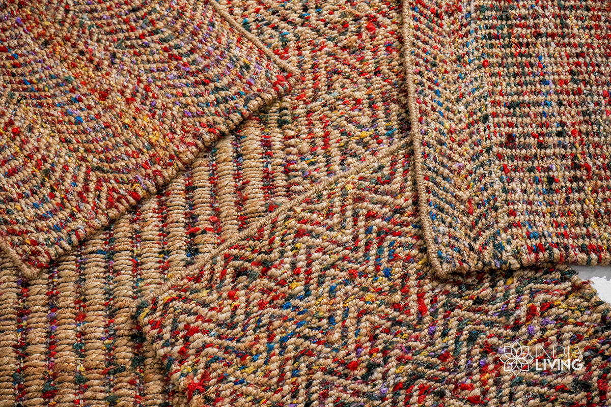 Natural jute chevron rug full room lifestyle shot