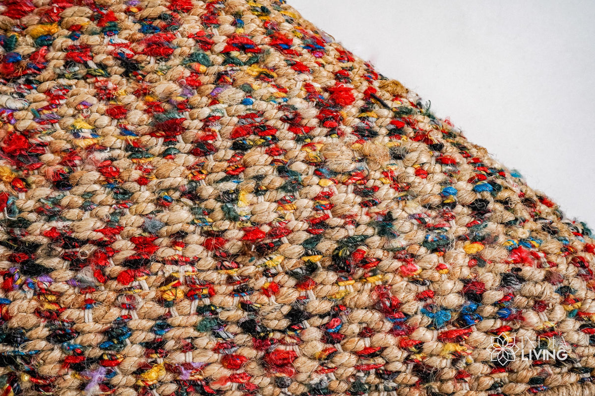 Multicolour jute diamond rug corner detail