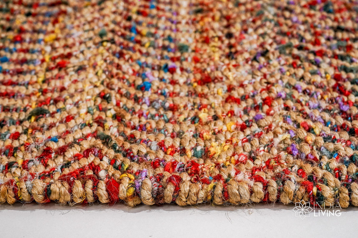 Close-up of ripple ribbed jute weave texture