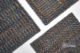 Bluish grey herringbone rug full room lifestyle view