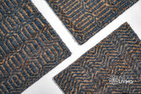 Bluish grey geometric rug full room lifestyle view
