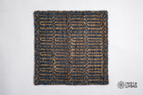 Bluish grey ribbed geometric rug texture detail shot