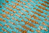 Turquoise blue ribbed rug texture detail shot