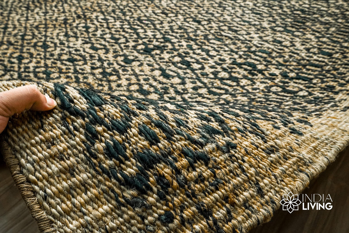 Jute rug under a coffee table lifestyle shot