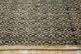 Natural black diamond twill jute rug, flat lay view