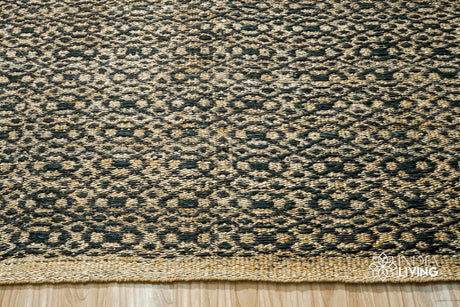 Natural Abstract Black Diamond Twill Geometric Flat weave Bohemian Decor Jute Rug, Custom made in all sizes